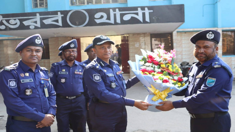 ভৈরব থানার কার্যক্রম পরিদর্শনে কিশোরগঞ্জের পুলিশ স...