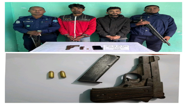 নোয়াখালীর বেগমগঞ্জে আবাসিক হোটেল থেকে বিদেশী পিস্ত...